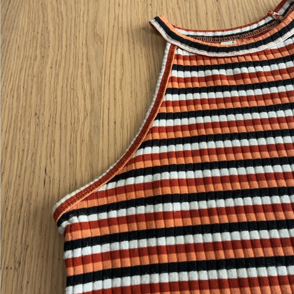 Mudd Orange and White Ribbed High Neck Sleeveless Tank Top S - Picture 6 of 12